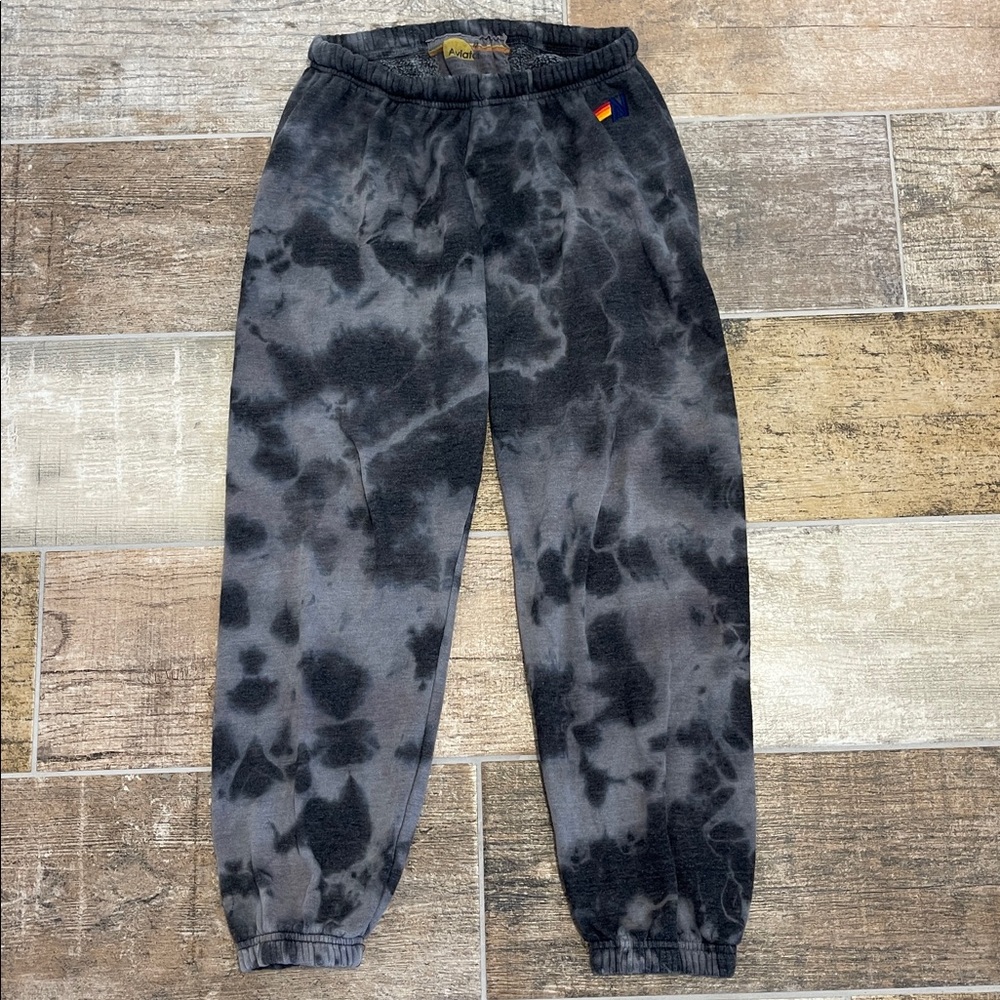 Aviator Nation Womens Black Gray Tie Dye Sweatpants Size Medium M